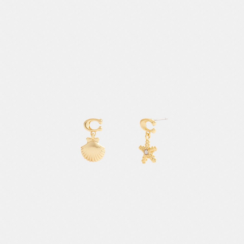coach signature starfish and shell drop earrings CBW10-GLD