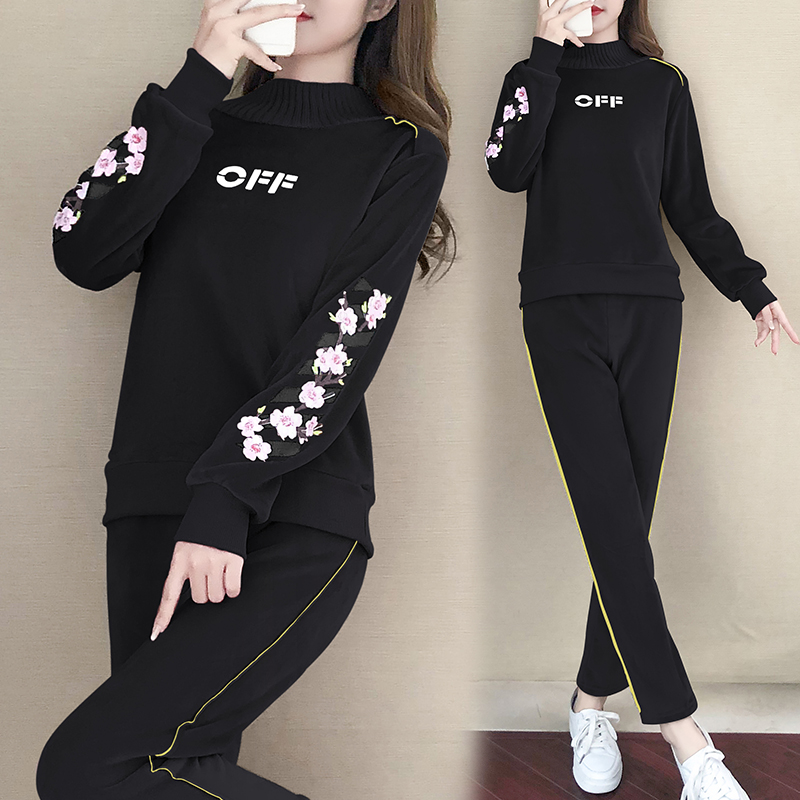 金丝绒加绒加厚休闲运动卫衣两件套