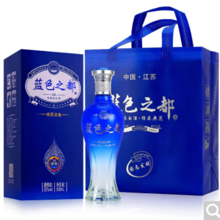99元包邮！洋河镇 蓝色之都酒 浓香型白酒52度500ml *6瓶