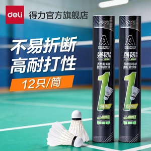 得力羽毛球安格耐特鹅毛羽毛球12只装强韧耐打鸭室内室外训练球