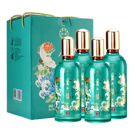 219元包邮！金六福 铭品12 浓香型白酒50度 500ml*4瓶 +赠酒具