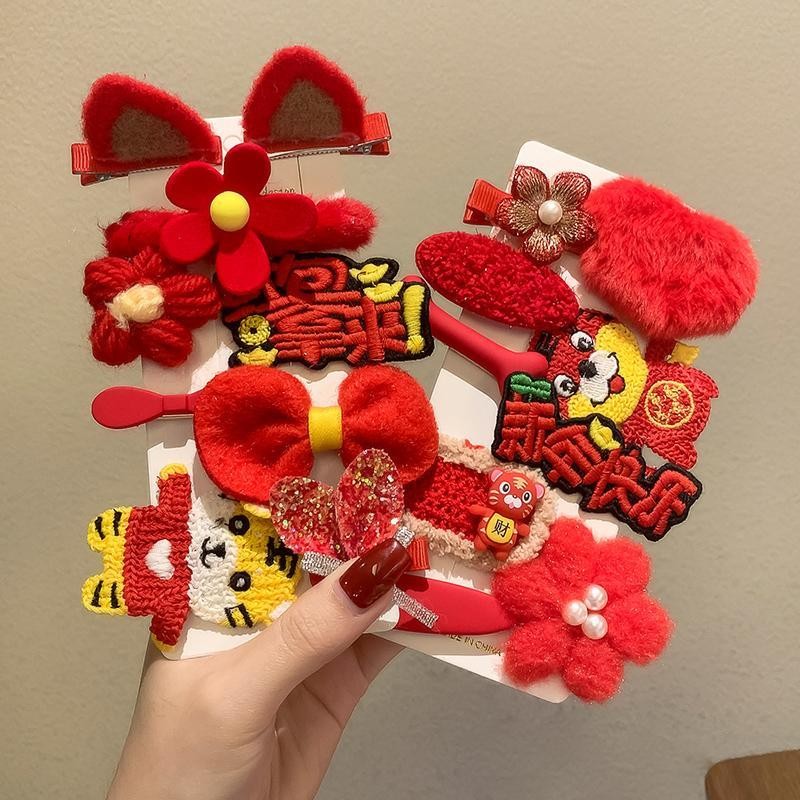 新年红色喜庆发夹18件【2套】
