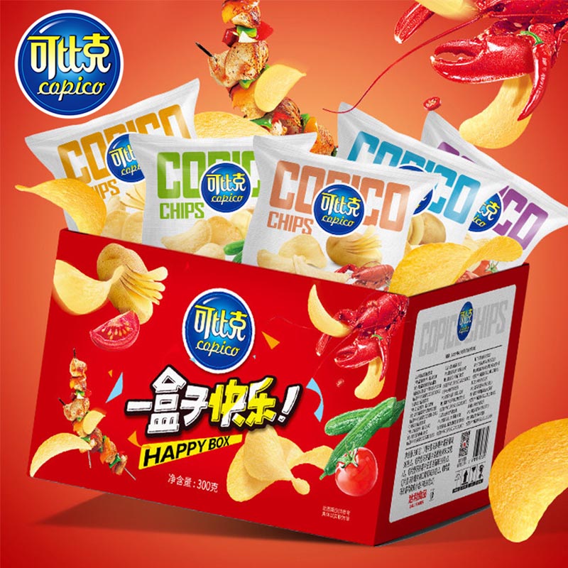 可比克纯切薯片多口味混合整箱10包300g