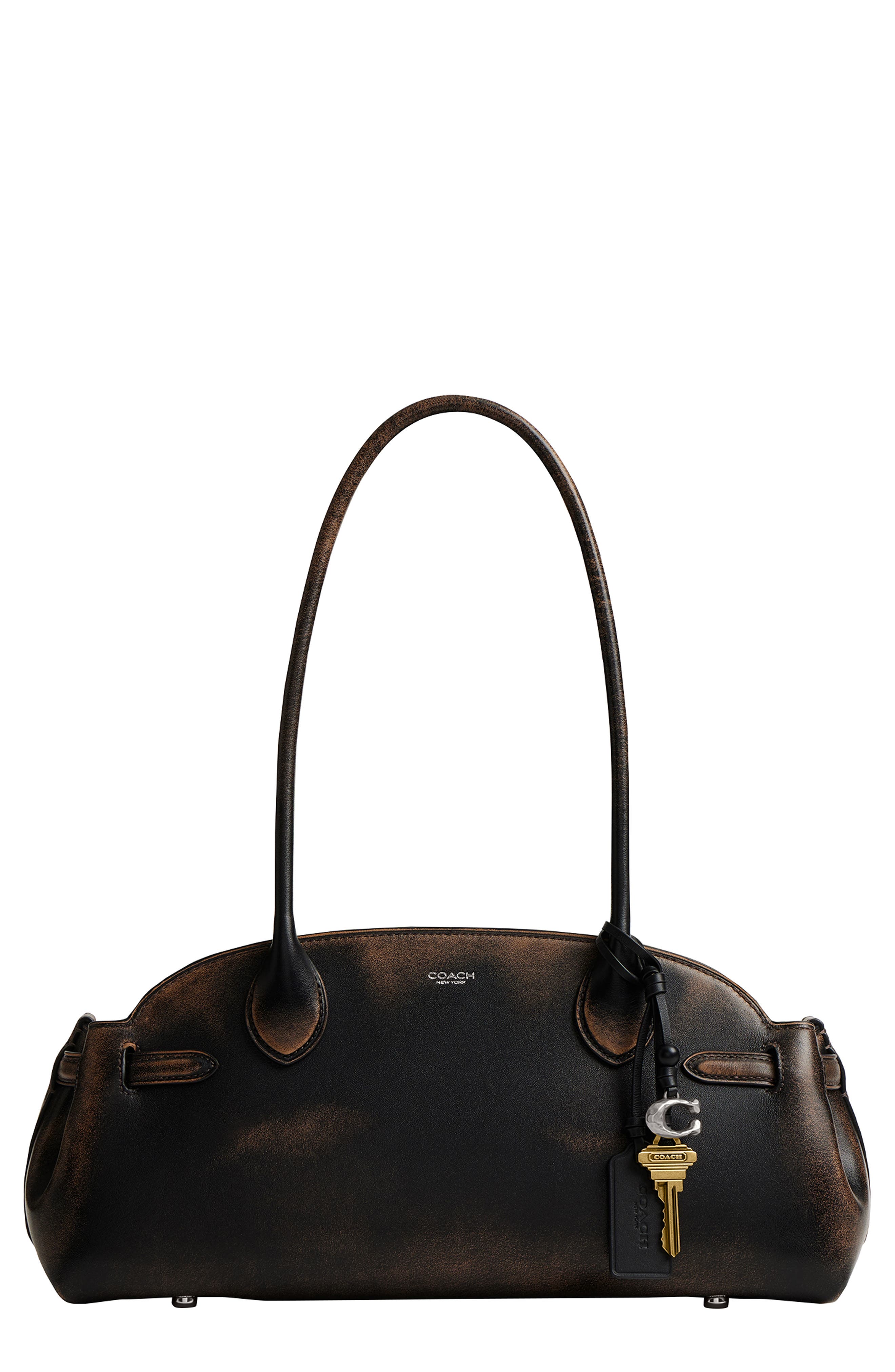 COACH Empire 34 Loved Leather 蔻驰单肩包 Silver Black Brown