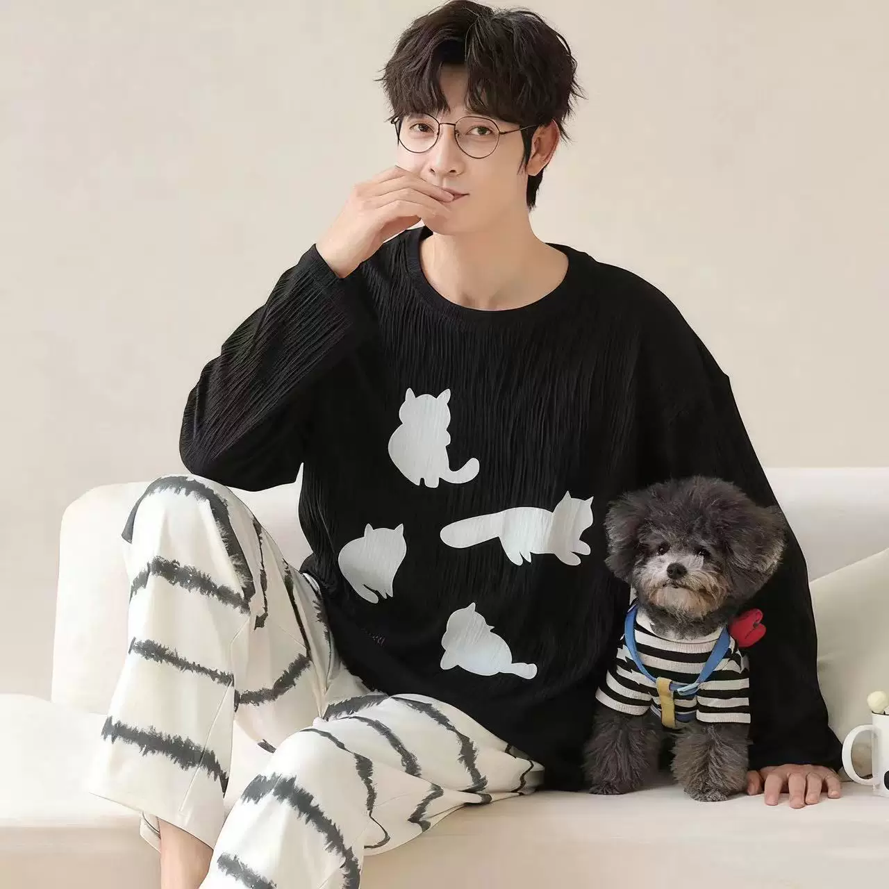 新中式国风云朵棉睡衣套装