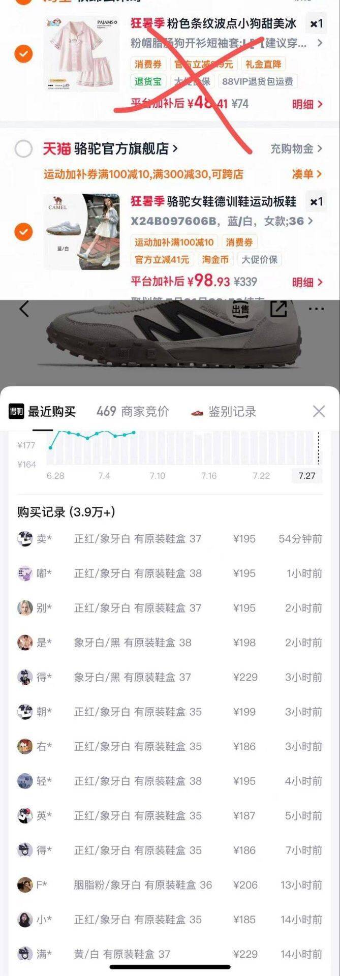 骆驼山海鞋叠加多重优惠，最终到手价仅93元