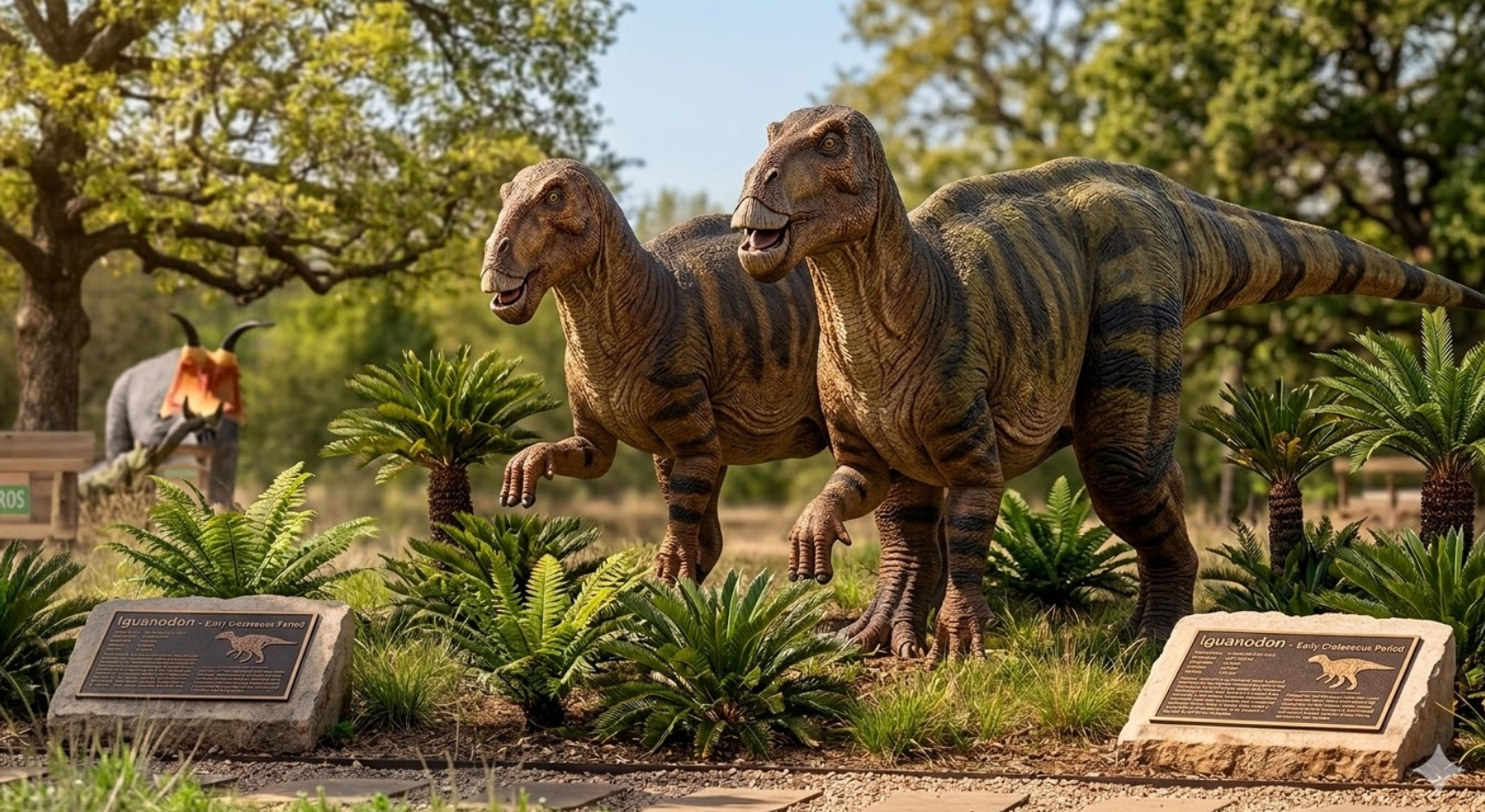 Giant mechanical T-Rex dinosaur at Meadowmere Park Dallas