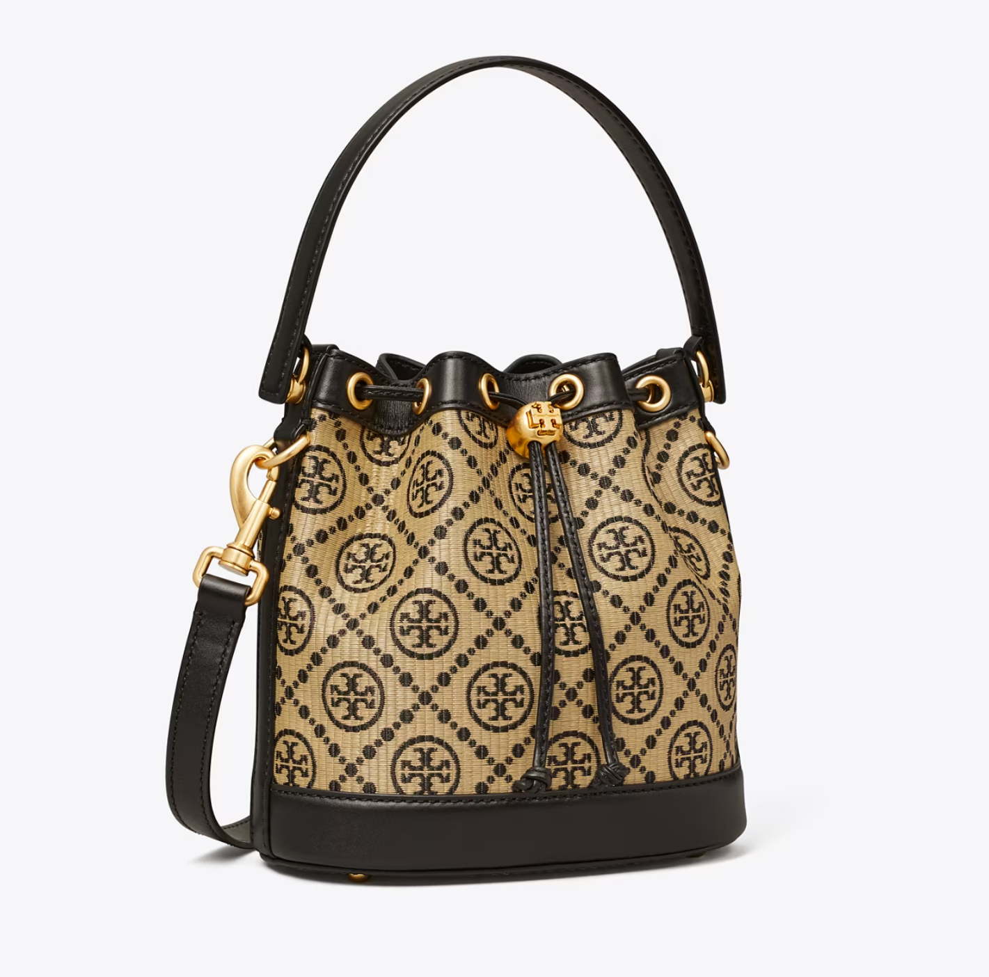 Tory Burch 汤丽柏琦T MONOGRAM 水桶包 Black
