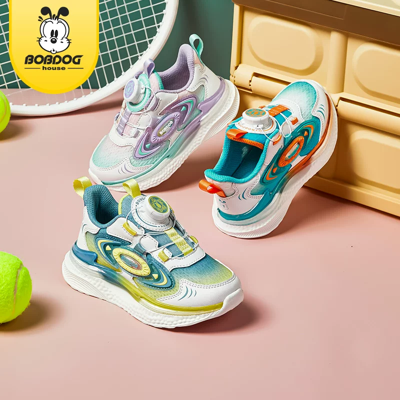 巴布豆儿童中大童运动鞋2026春秋新款学生纽扣鞋男女童鞋子板鞋