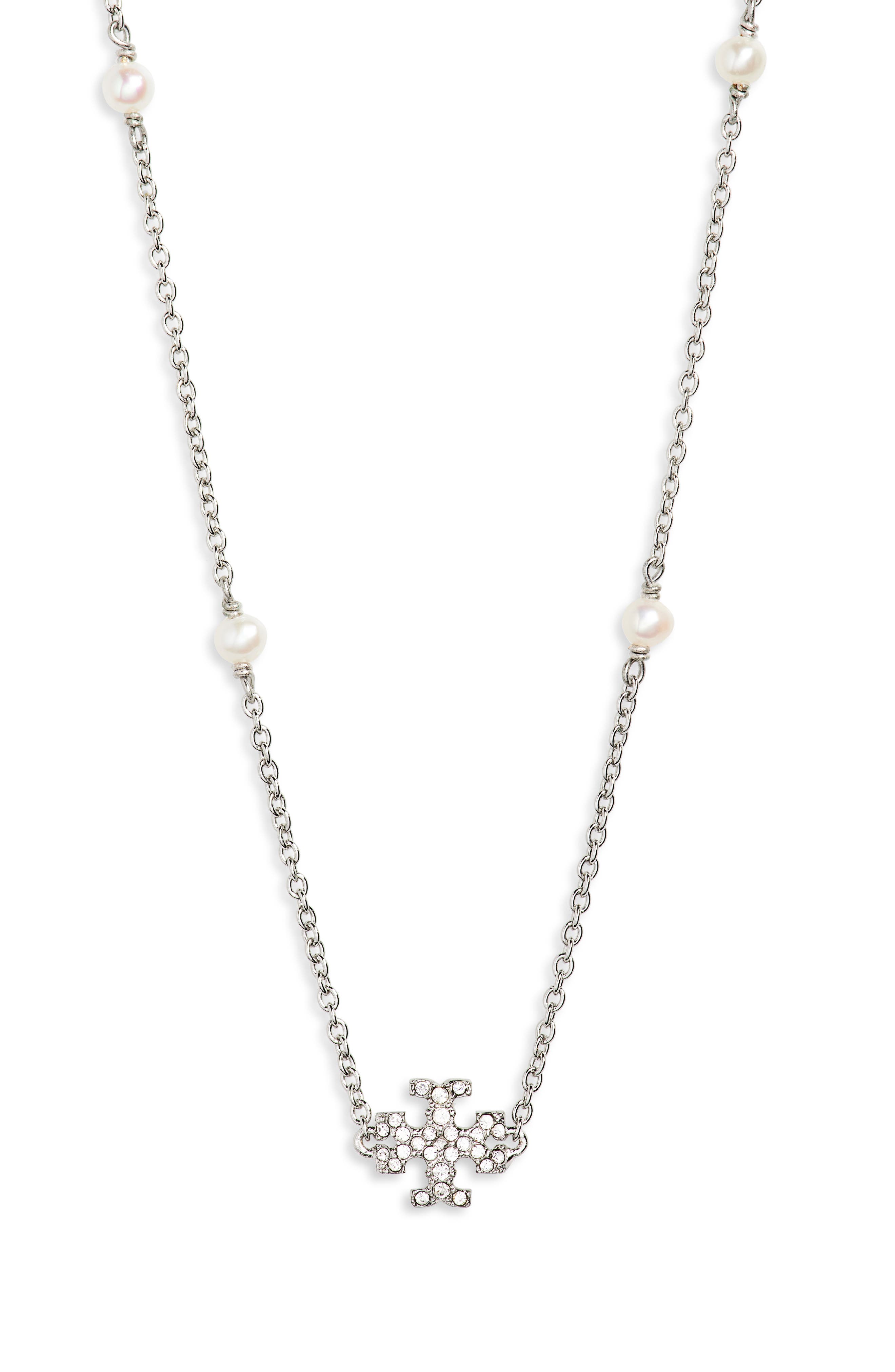 Tory Burch Delicate Kira Cultured Pearl Station Necklace