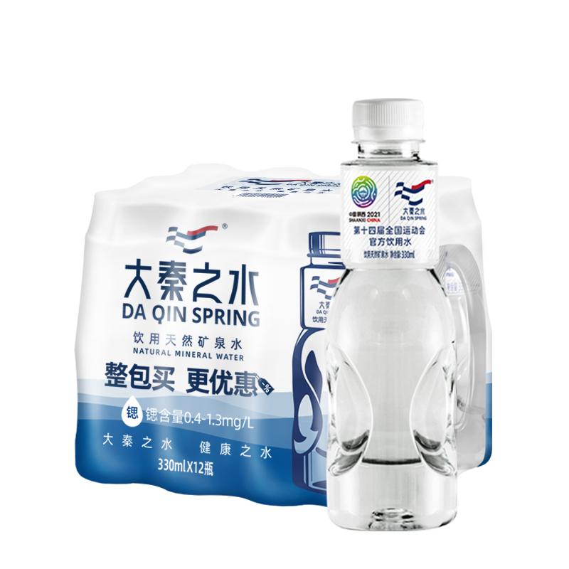 大秦之水！天然富锶矿泉水330ml*6瓶