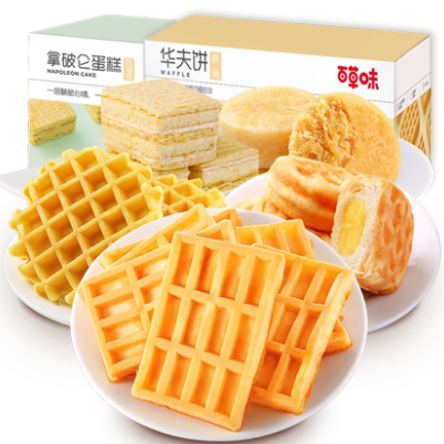 24.9元包邮！百草味 华夫饼1kg 