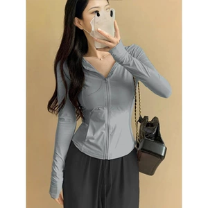 防晒衣女夏季冰丝凉感透气防紫外线修身瑜伽防晒服运动外套女x x