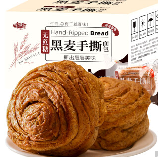 11.9元包邮！千丝黑麦手撕面包整箱400g