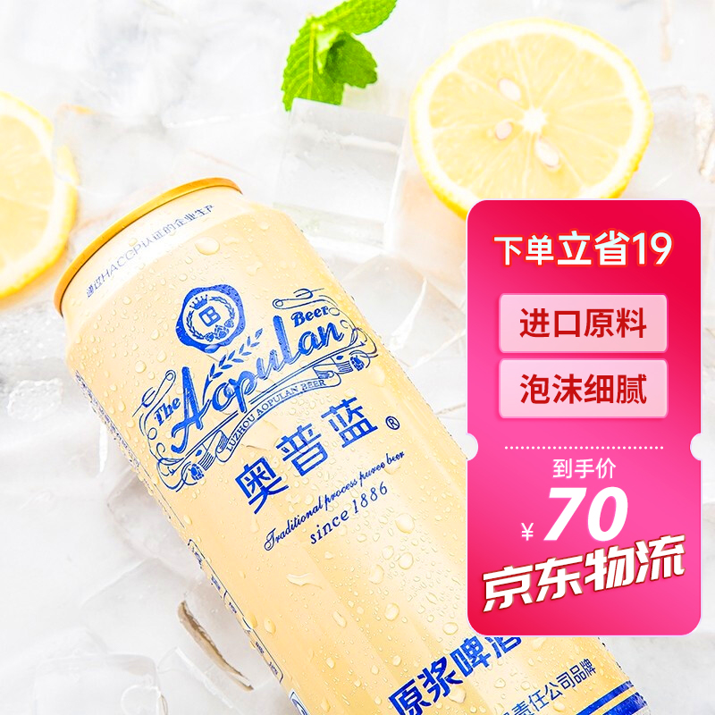 【JD专营】泸州老窖集团品牌 奥普蓝原浆啤酒 500ml*12罐整箱装 
