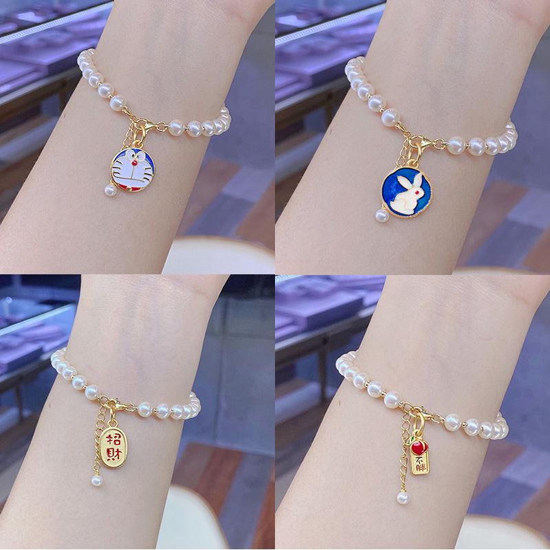 哆啦a梦女925银玫瑰金手链