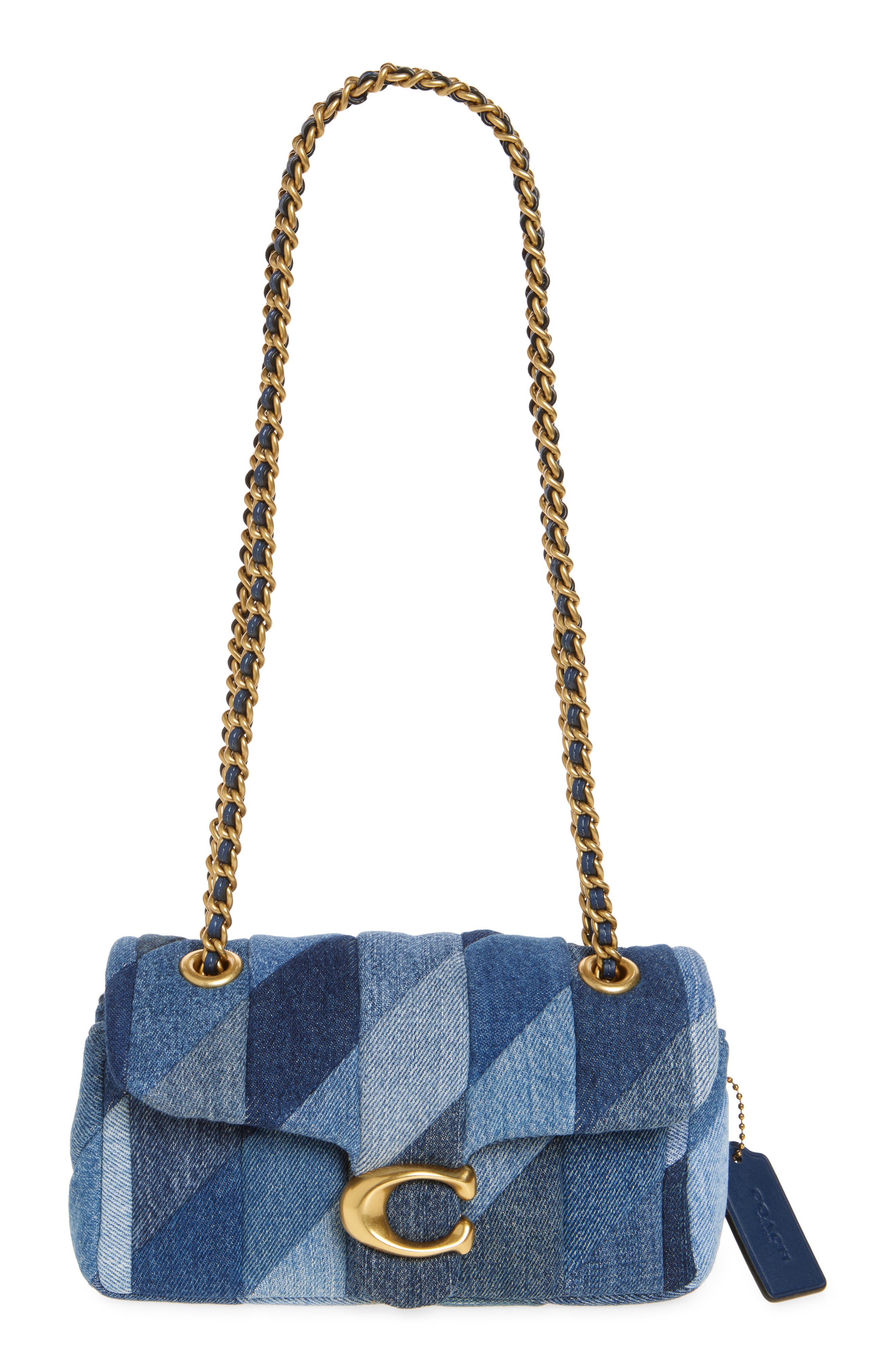 COACH Tabby Quilted Patchwork Denim Convertible Shoulder Bag