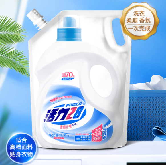 37.93元包邮！活力28 柔顺护理洗衣液 24斤 +返7元猫超卡