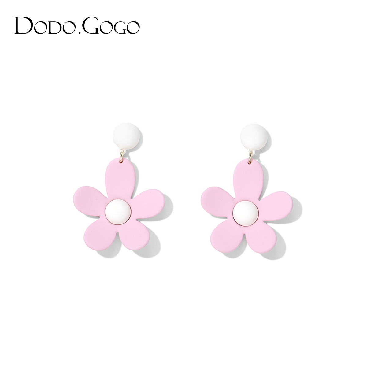 绿色花朵耳环女韩国甜美简约耳饰网红春夏