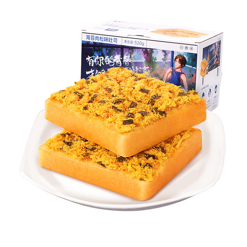 三只松鼠海苔肉松味吐司520gX1箱