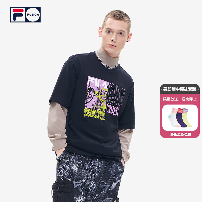 FILAFUSION斐乐潮牌T恤男