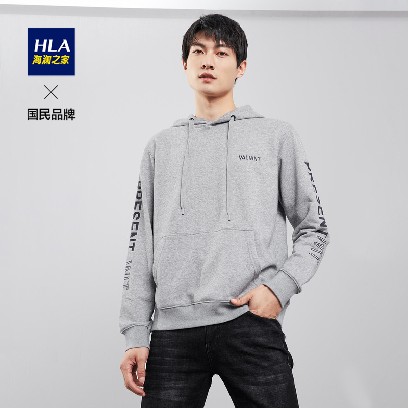 【JD旗舰店】简约连帽印花卫衣