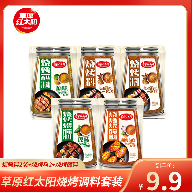 草原红太阳 煨腌料2袋+烧烤料2+烧烤蘸料 刷料撒料