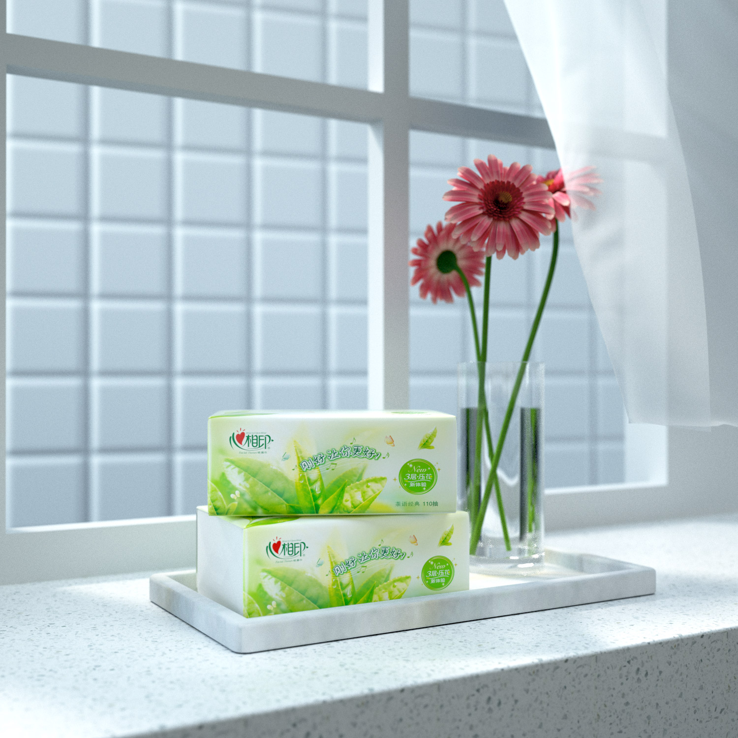 【拍3件】心相印抽纸茶语110抽30包*3