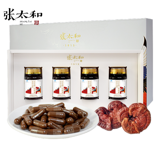 189元包邮！张太和 破壁灵芝孢子粉胶囊0.3g/粒 60粒*4瓶礼盒