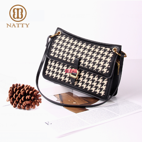 99元包邮！Natty 新款千鸟格百搭简约斜挎包