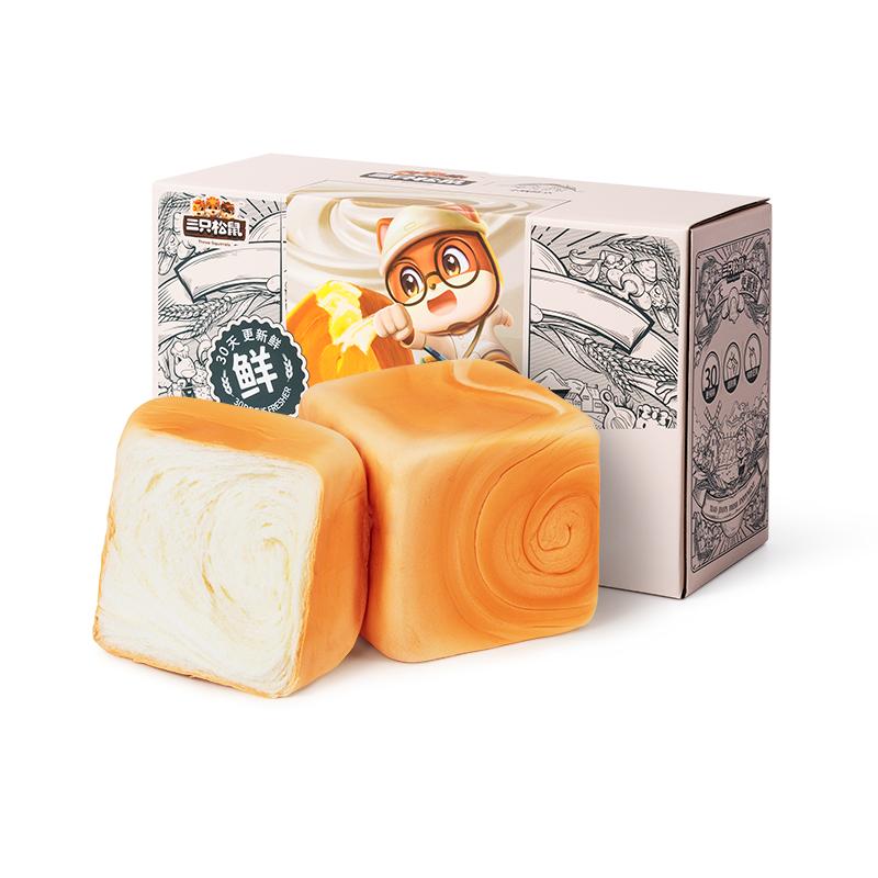 【三只松鼠】纯奶手撕面包480g