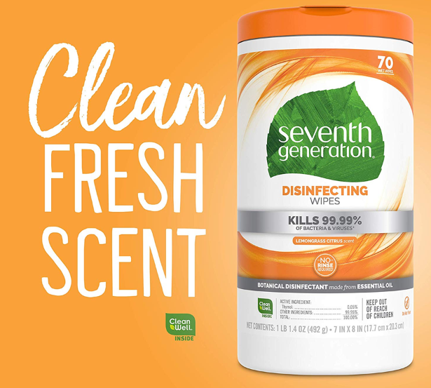 Seventh Generation消毒湿巾70抽 6罐 Prime会员免邮到手 369 77 拔草哦