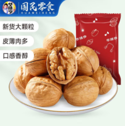 12.9元包邮！华味亨 薄皮核桃158g*4袋+赠饼干150g 