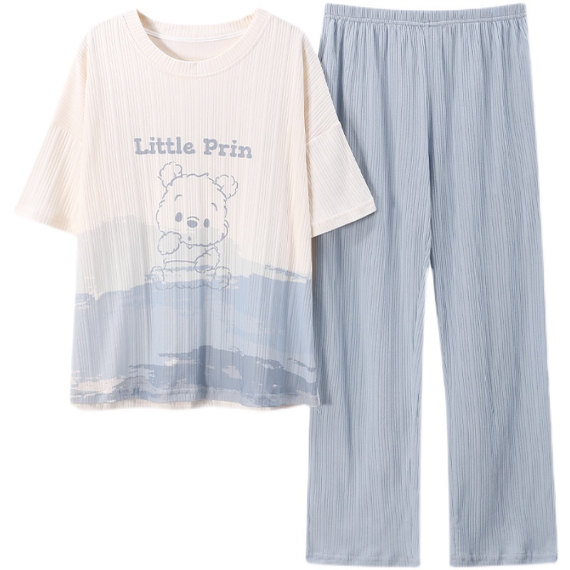 顶呱呱2022年新款睡衣女夏天纯棉薄款套装