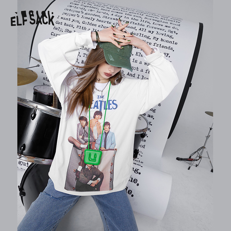 【披头士联名】妖精的口袋印花网纱打底衫