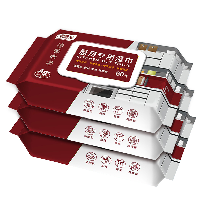 【优普爱】厨房湿巾60抽X3包