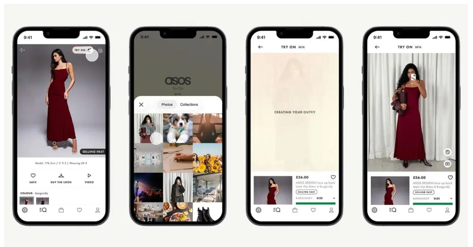 ASOS AI Virtual Try-On mobile interface featuring AIUTA technology
