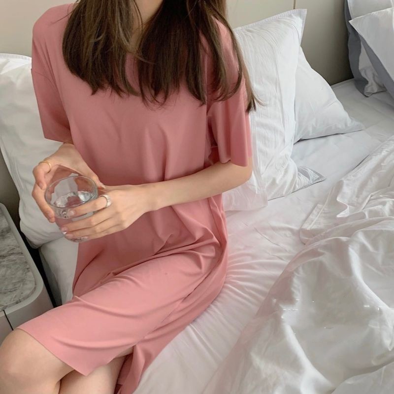 【趣笙】春夏纯色冰丝居家长裙