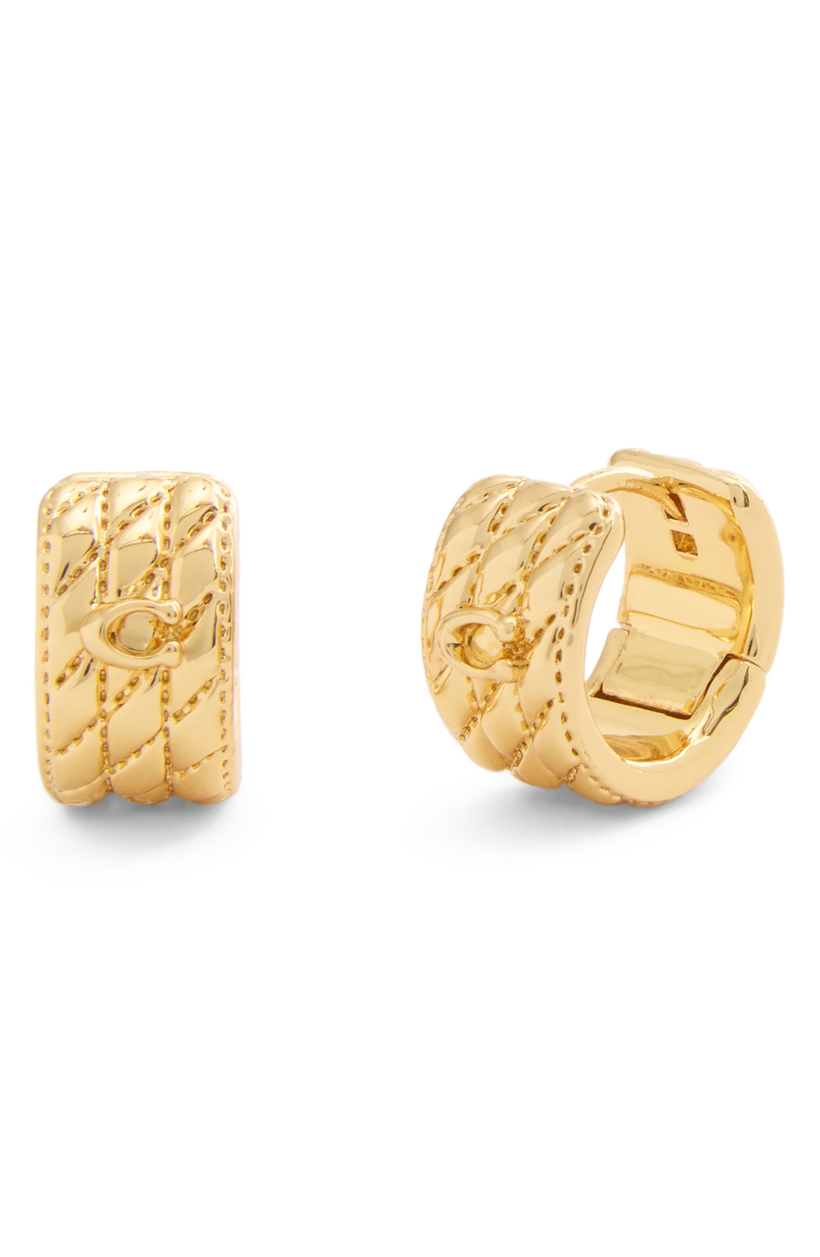 COACH Quilted Huggie Earrings