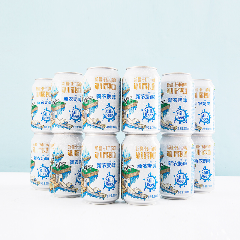 【新疆新农爱】自然冰川奶啤300ml*12罐