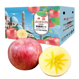 39.9元包邮！阿克苏苹果 冰糖心新疆苹果 10斤礼盒单果75-85净果8.5-9斤+