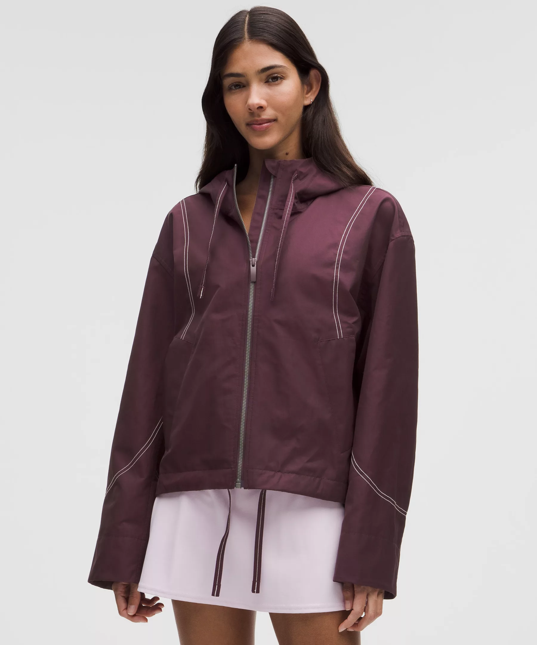 Lululemon Water-Resistant Cropped女士夹克 Goodnight Plum/Light Ivory XL