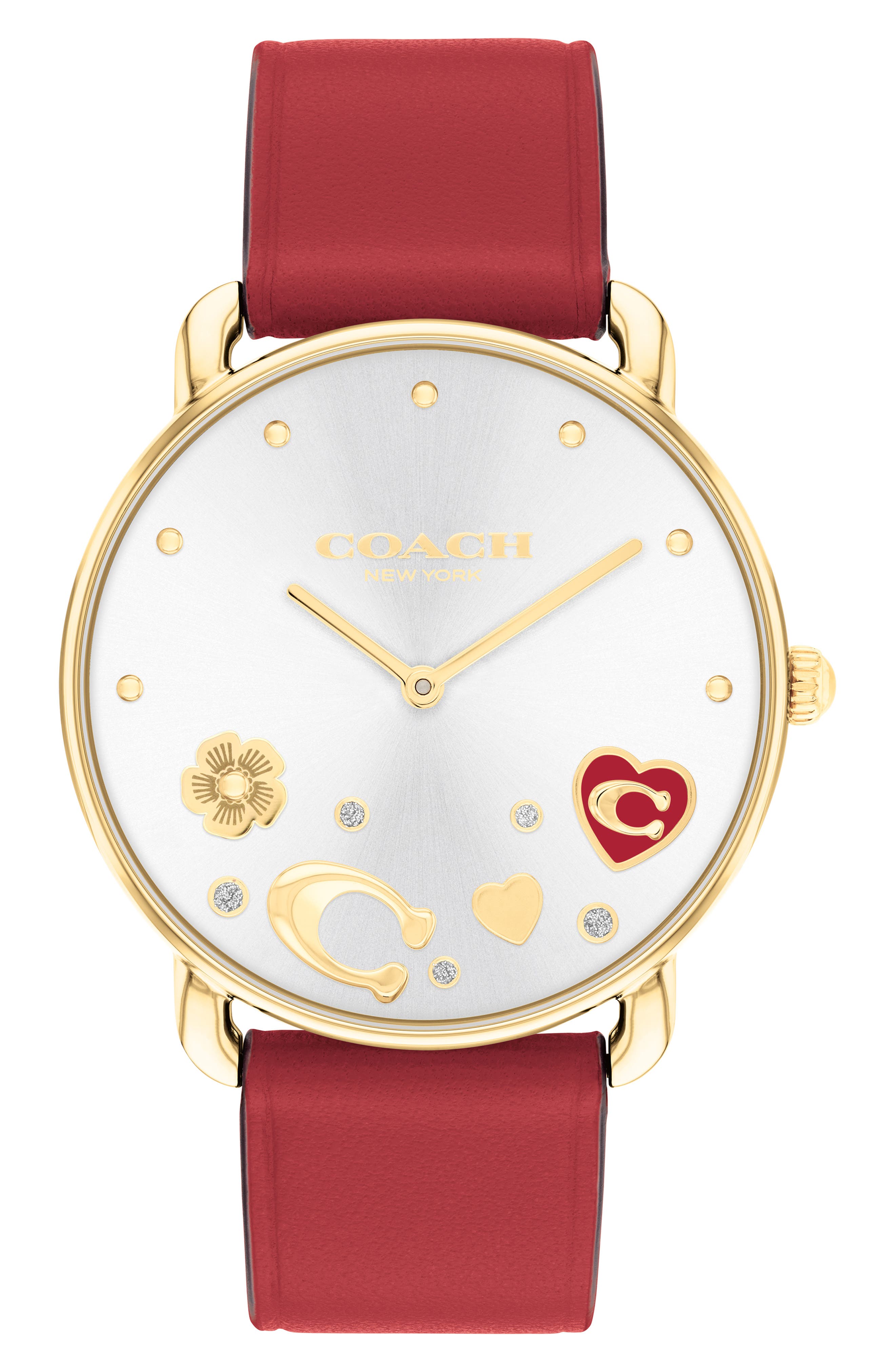 COACH Elliot Leather Strap Watch, 36mm