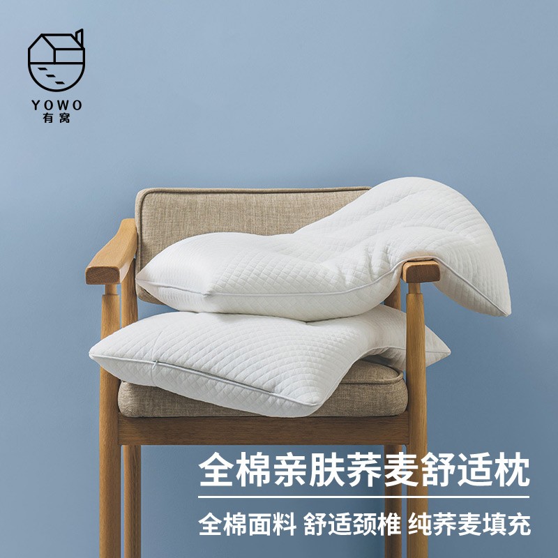 【有窝】全棉天然荞麦枕芯 白色一只装 48*74cm 5斤左右