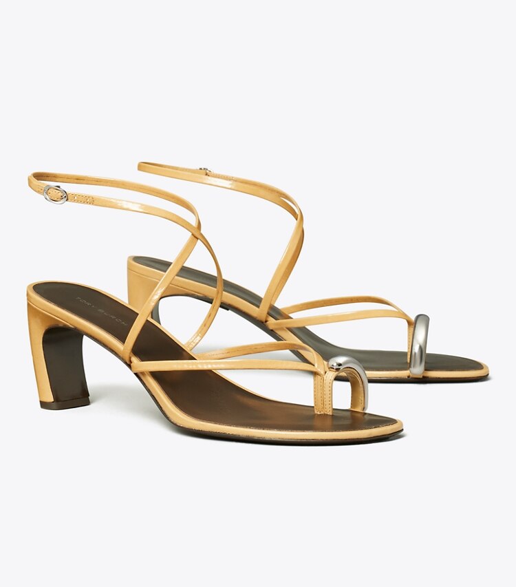 tory burch Pierced Multi-Strap Heeled Sandal