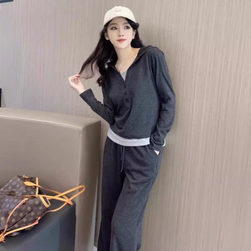 XG 糯米休闲套装春夏季薄款女士宽松舒适弹力慵懒风显瘦两件套