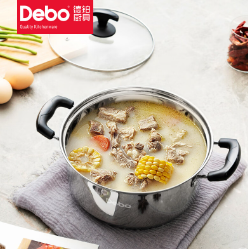 28元包邮！德铂 家用不锈钢汤锅 22cm