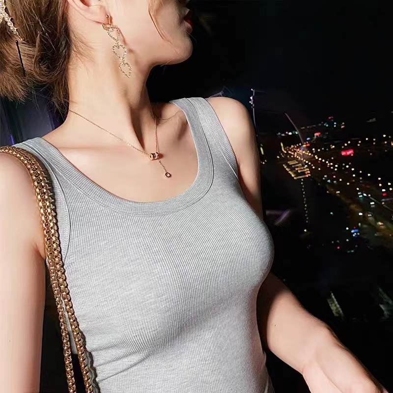 U形收副乳防走光针织背心