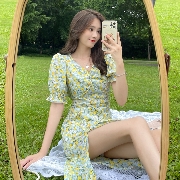 【淘美人】夏季法式碎花连衣裙