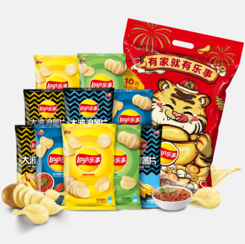 25元包邮！乐事薯片多口味零食休闲办公网红零食大礼包400g